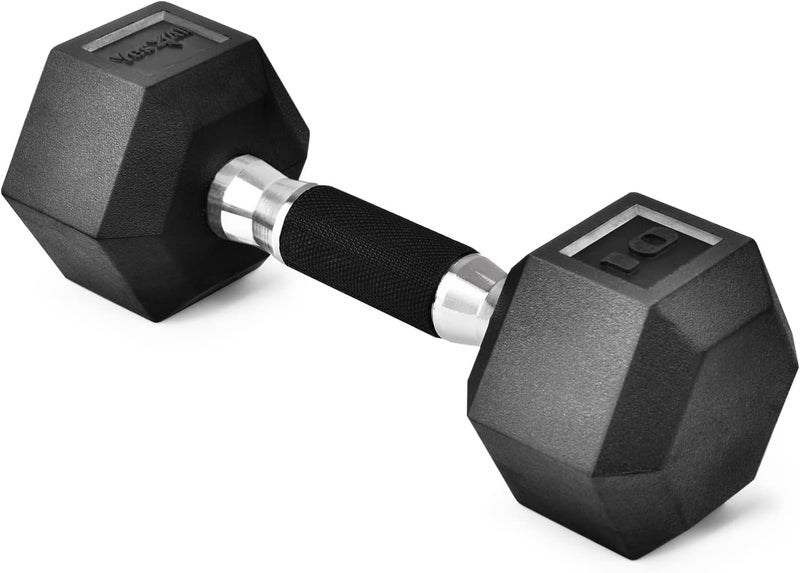 Yes4All Rubber Grip Encased Hex Dumbbell – Hand Weights With Anti-Slip 5-50 LBS Single - Image 1